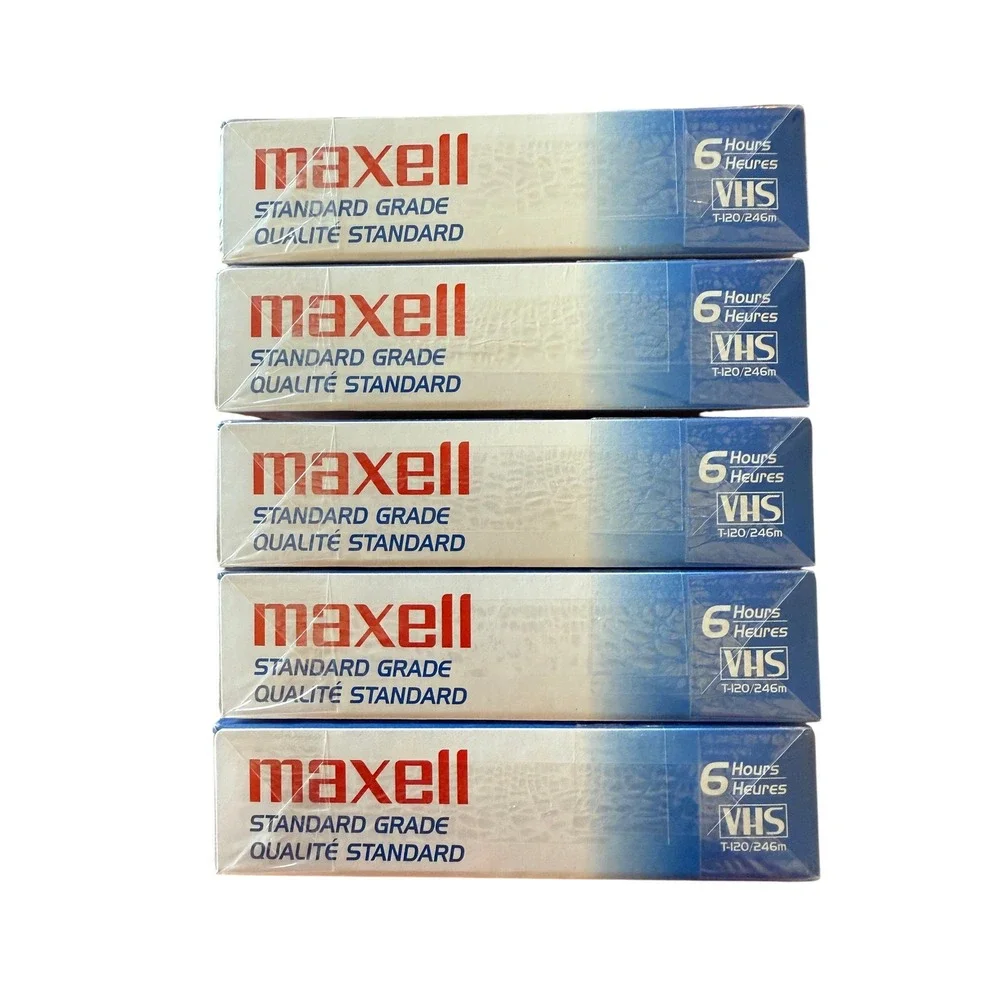 Maxell 6 hour VHS tapes Standard Grade Lot of 5 NEW & SEALED‎